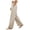 Khaki, variant on Ynynloco 100%Cotton Linen Pants Women Wide Leg Palazzo Summer Flowy Pants Vacation Clothes Elastic Waist Travel Trousers with Pockets