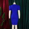 thumbnail image 4 of AURA Plus Size Bodycon Midi Dress Ruffle Detail High Waist Crewneck Short Sleeve Elegant Summer Office Dress with Zipper, 4 of 9