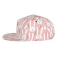 thumbnail image 3 of Daiia Cute Rabbit Carrot print Flat Bill Hats Flat Brim Trucker Cap Baseball Cap Adjustable Classic Low Profile Hat Unconstructed Plain Cap, 3 of 9