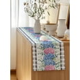 thumbnail image 5 of Table Runner 48 Inches Long for Kitchen Dining, Blue Pink Hydrangea Dresser Scarf Farmhouse, Dining Table Decorations for Wedding/Parties, Eucalyptus Leaves Summer Botanical Plaid 13 x 48 In, 5 of 8
