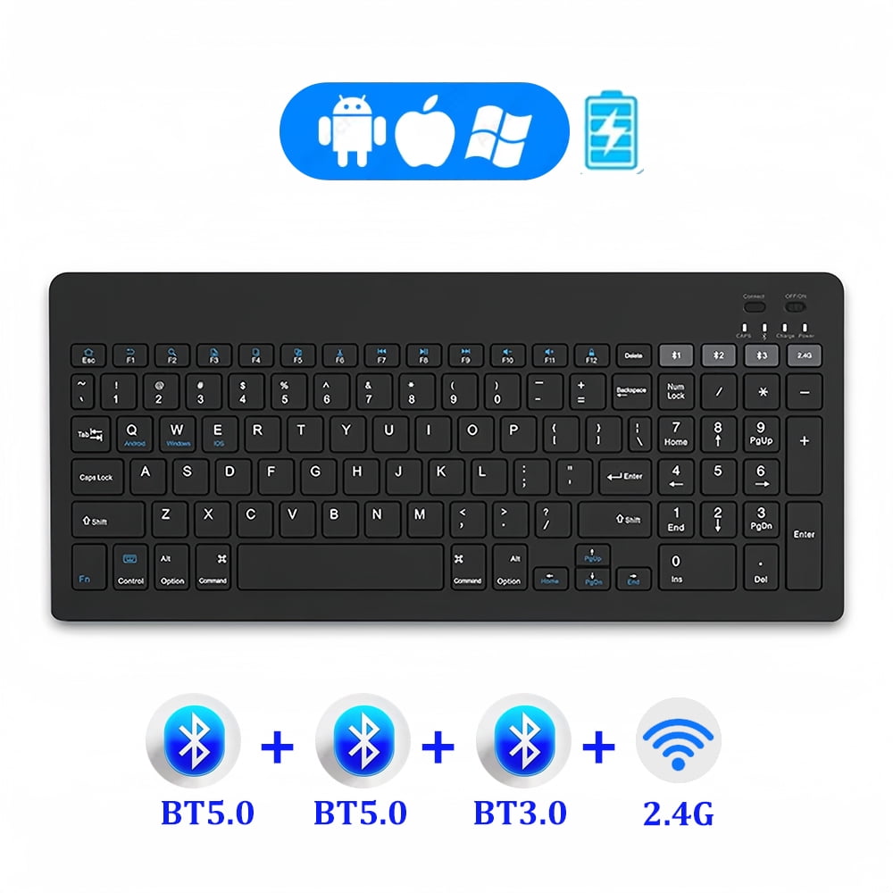 Dual-Mode Bluetooth 5.0 Keyboard 2.4G Wireless Keyboard 3-BT Rechargeable Gaming Keyboard For Laptop Tablet Android iOS Windows