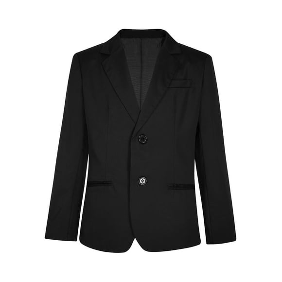 Yeahdor Boys Long Sleeve Formal Blazer Notched Lapel Single Breasted Suit Jacket for Kids Black 6