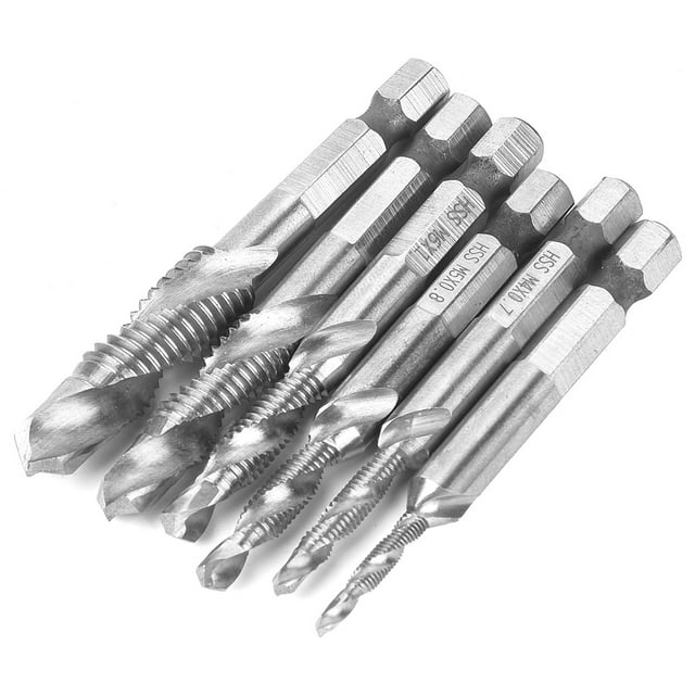 Hex Drill Bit, Sturdy Durable HSS Tap Drill Bit Universal 6PCS For Machine Accessories For Industry Supplies