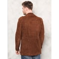 thumbnail image 5 of Men Suede Jacket vintage 80s outerwear brown long coat boyfriend gift leather jacket coat, 5 of 5