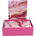 thumbnail image 3 of Alef Elegant Decorative Themed Nesting Gift Boxes -3 Boxes- Great for gifts for any occasion!  (Sm Pink Marble Swirl), 3 of 5