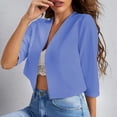 thumbnail image 2 of zbxnLI Women Cropped Blazer 3/4 Sleeve Tops Collareless Cardigan Blazers Top Ladies Work Suit Jacket Fashion Outfits, 2 of 4