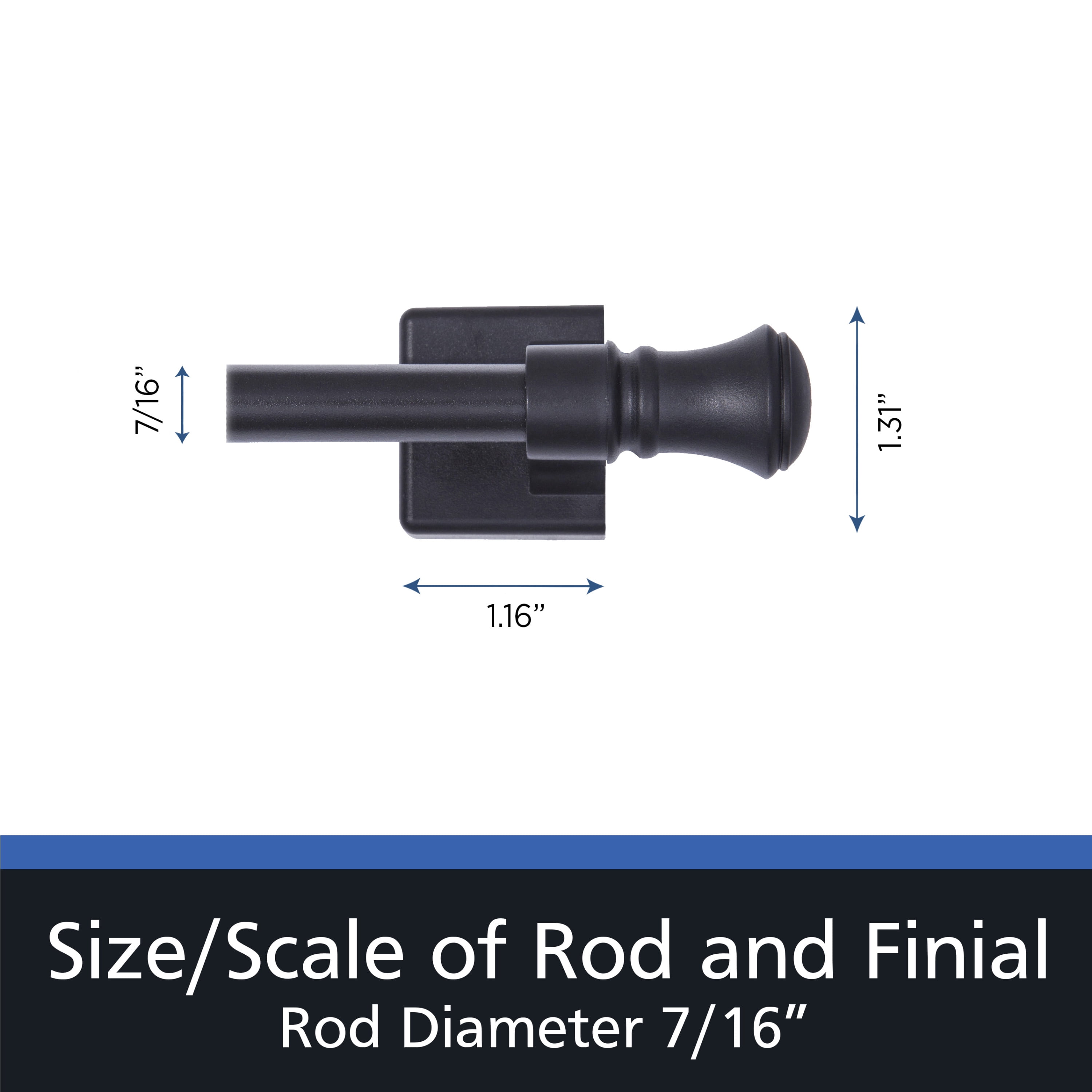 Mainstays Cameron 7/16" Black Adjustable Magnetic Curtain Rod, 16-28"