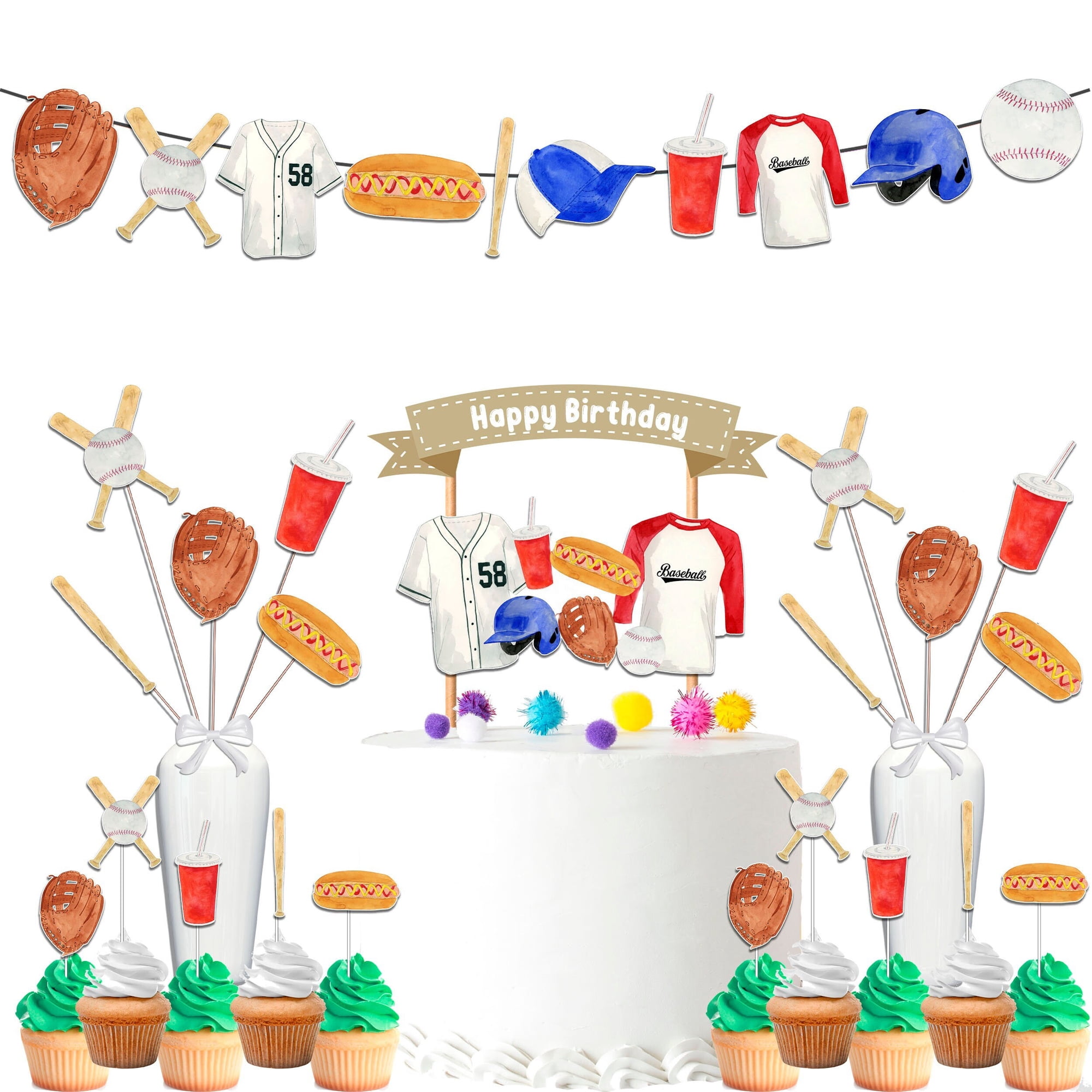 Baseball Birthday Decoration Set Baseball Sport Bundle Theme Party Supplies for Kids.