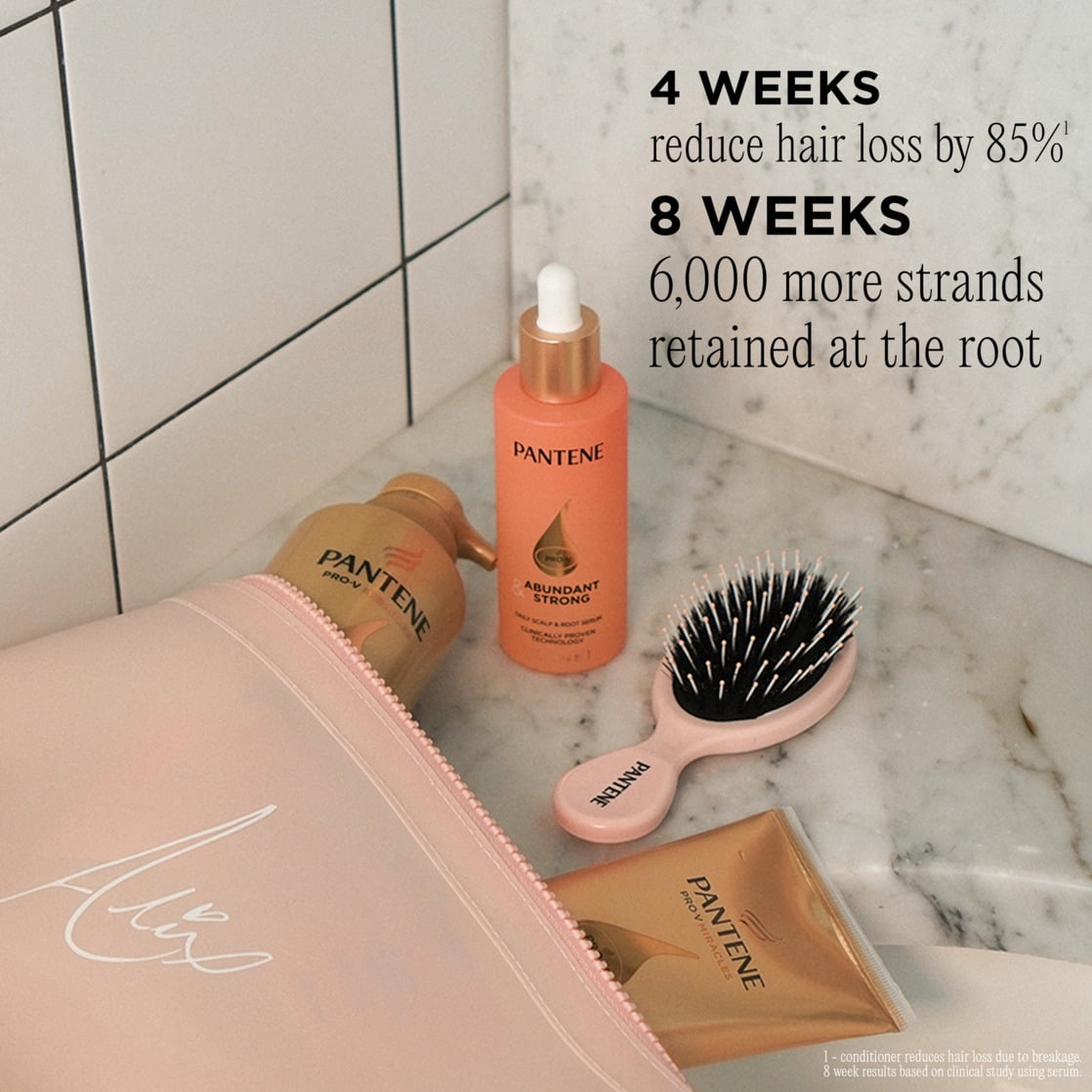 Alix Earle Pantene Abundant & Strong Gift Set (Shampoo and Conditioner, Serum, Brush, Bag)