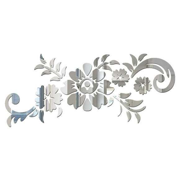 Acrylic 3D Specular Wall Poster Fashionable Flower Vine Type DIY Home Decoration Wall Sticker (Silver)