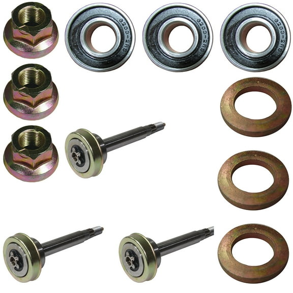 RAParts Three (3) Complete Shafts For 187291 192872 With Both Bearings Blade Bolt Locknut Spacer