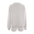thumbnail image 3 of LOVZFMLL Women's Solid Color Long Sleeve Drawstring Pocket Casual Short Pants Plus Fleece Two Piece Suit Set White S, 3 of 6