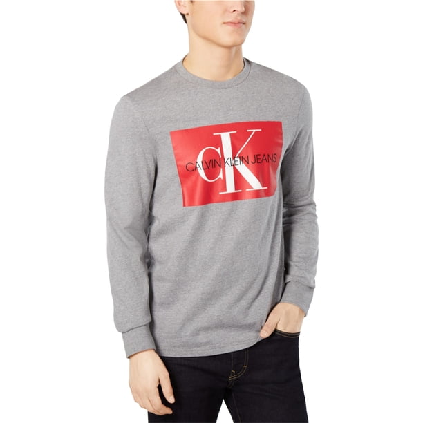 Calvin Klein - Camiseta gráfica con logotipo de monograma para hombre, gris, talla mediana
