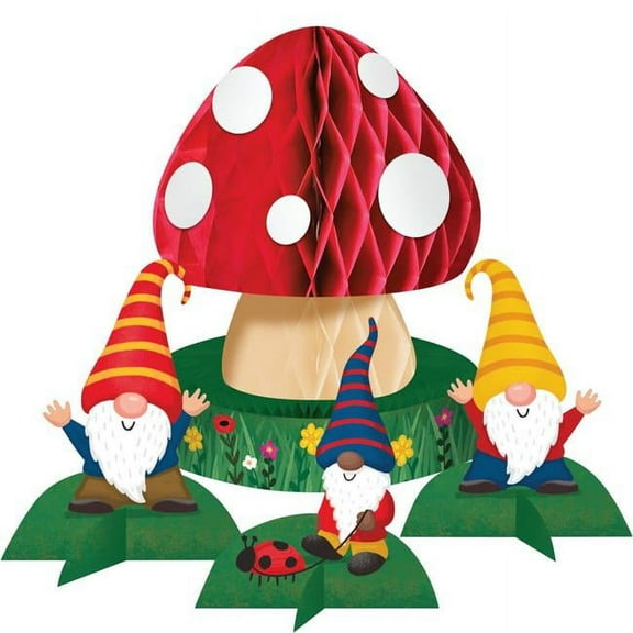 Creative Converting 359298 Party Gnomes Honeycomb Centerpiece with Stands