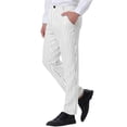 thumbnail image 4 of Lars Amadeus Men's Striped Dress Pants Straight Fit Color Block Business Stripe Trousers 38 White, 4 of 7