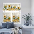 thumbnail image 6 of 3 Piece Kitchen Curtains and Valances Set Yellow Sunflowers Cafe Curtains 24 Inch Length Daisy Bees Elegant Pastoral Floral Valance & Tier Curtain for Living Room Bedroom Window 54"x18"+27"x24"*2, 6 of 6