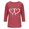 thumbnail image 3 of YUGYXL Fall Sweaters for Women Ribbed Knit Fashion Heart Print 3/4 Sleeve Casual Winter Clothes Pullover Tops Wine XL, 3 of 5