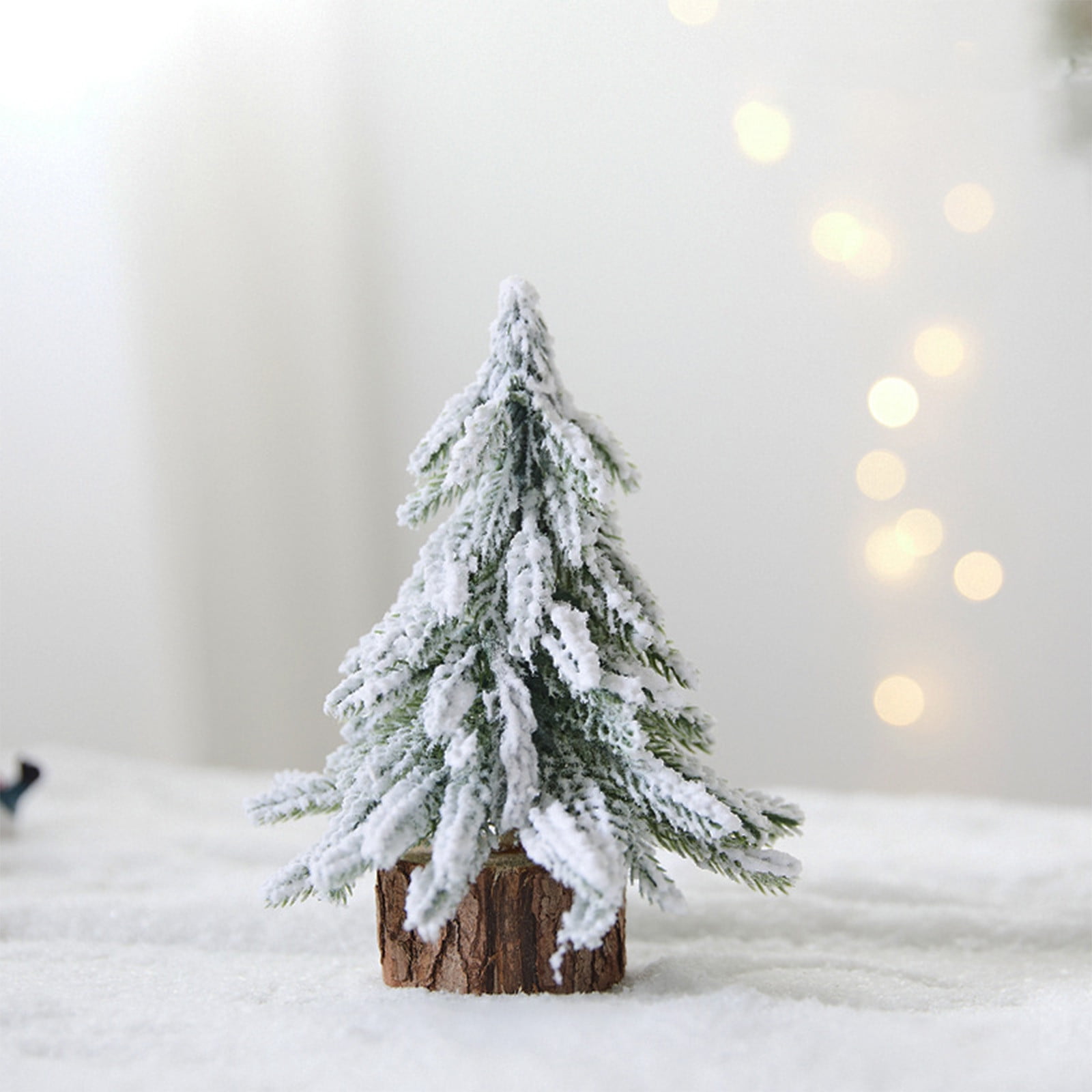Sapin De Noël Décoratif Miniature Oshhni – 30 Cm En PVC Et Lin – Orné De Flocons De Neige – Pour Bureau Ou Maison - 2