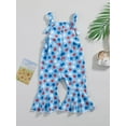 thumbnail image 2 of Blotona 4th of July Toddler Baby Girl Romper Independence Day Sleeveless Star Striped Print Long Bell-Bottoms Pants Jumpsuit Summer Clothes 6M-4T, 2 of 9