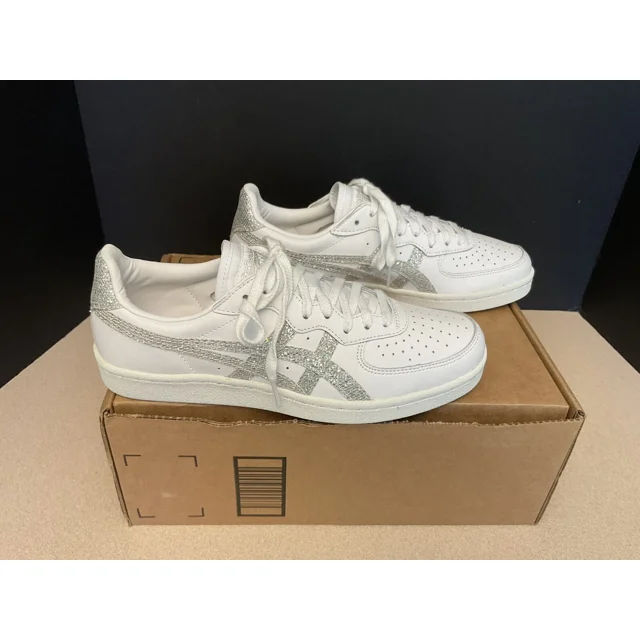 New! Womens Asics Onitsuka Tiger GSM White/Silver Sparkle Athletic Shoes. Size 9