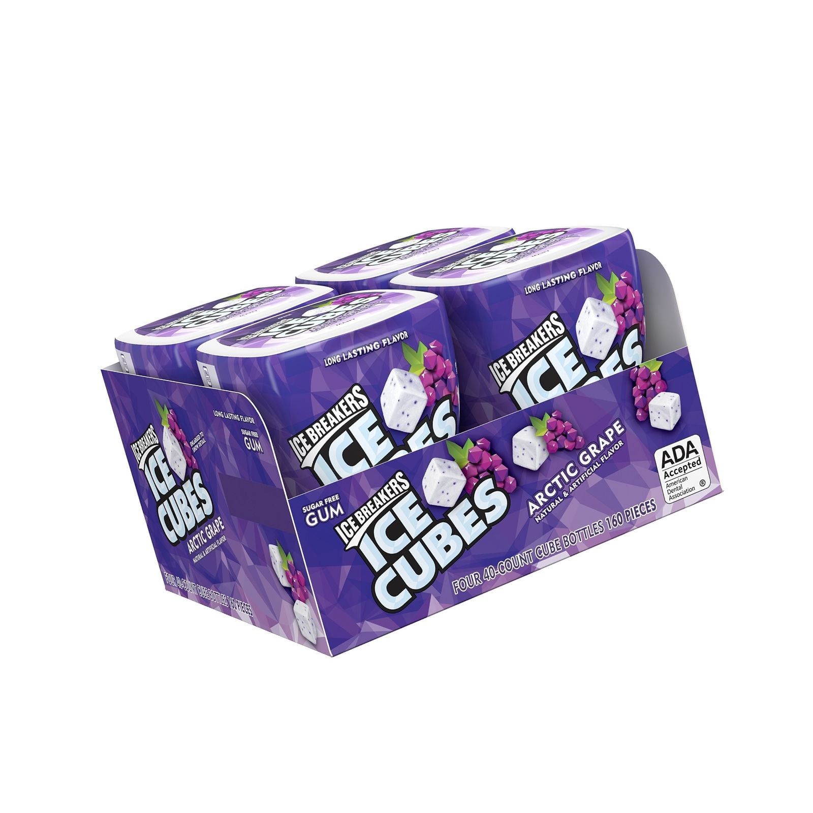 ICE BREAKERS ICE CUBES Sugar Free Xylitol Gum, Arctic Grape, 40 Piece