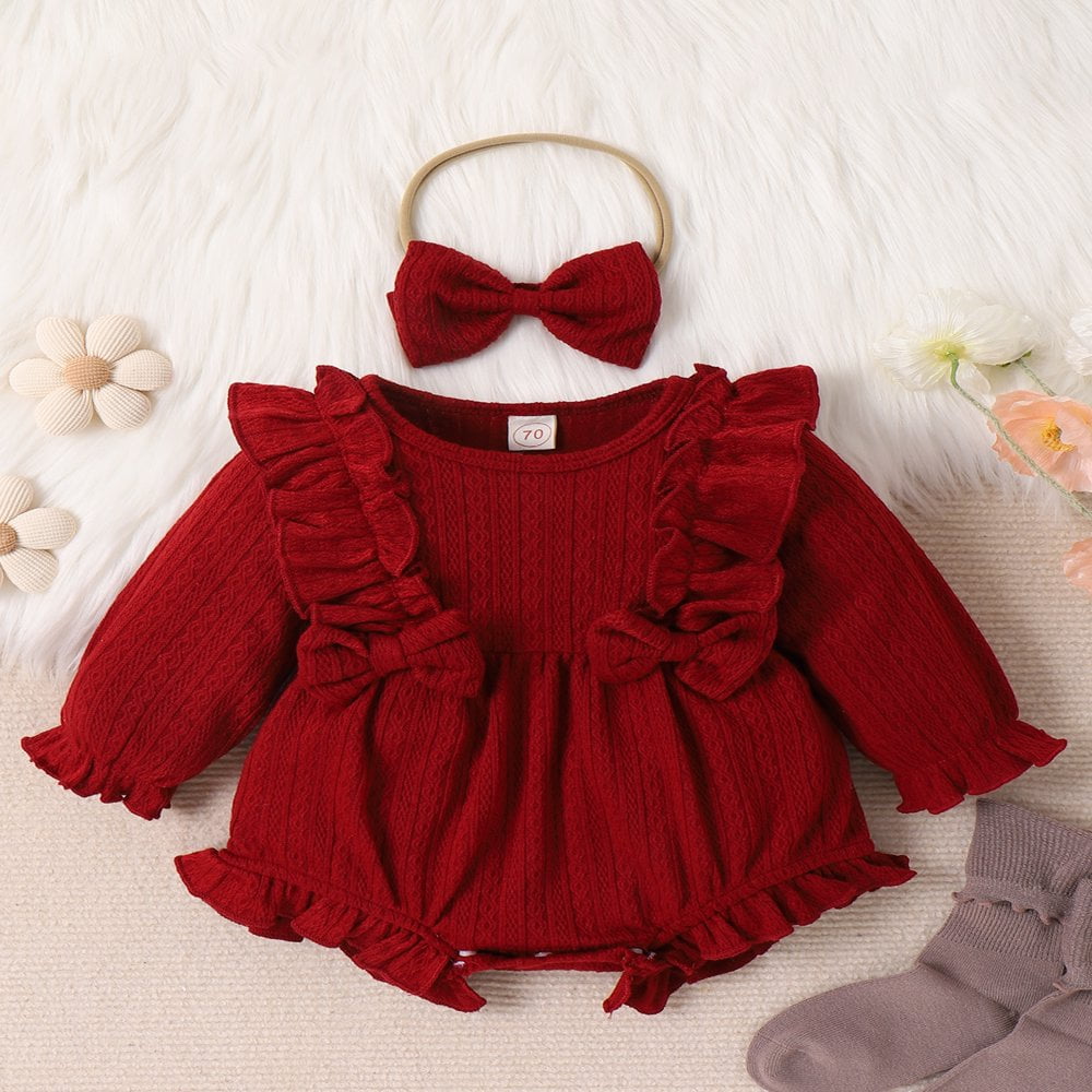 Baby girl outfits with matching bows sale