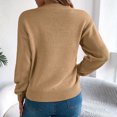 thumbnail image 4 of JUUNthy Sweater for Womens, Long Sleeve Crewneck Hollow Out Pattern 2026 Soft Comfort Knit Tops Khaki M, 4 of 14