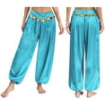 thumbnail image 5 of Haitryli Womens Belly Dance Pants Shiny Sequined Bloomers Harem Pants Stage Performance Trousers Sky Blue L, 5 of 6