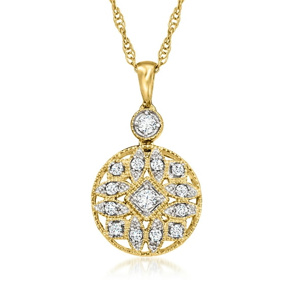 Ross-Simons 0.25 ct. t.w. Diamond Openwork Circle Pendant Necklace in 18kt Gold Over Sterling, Women's, Adult