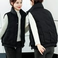 thumbnail image 4 of Htigea Women's Puffer Quilted Vest Lightweight Stand Collar Sleeveless Jackets Casual Zip Up Coats with Pockets Black M, 4 of 6