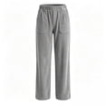 thumbnail image 5 of YHAJDS Corduroy Straight Pants for Women Elastic Waist Daily Casual Long Bottoms With Side Pockets, 5 of 5