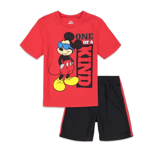 Conjunto de ropa Disney Mickey Mouse para niños pequeños, color rojo, talla 6