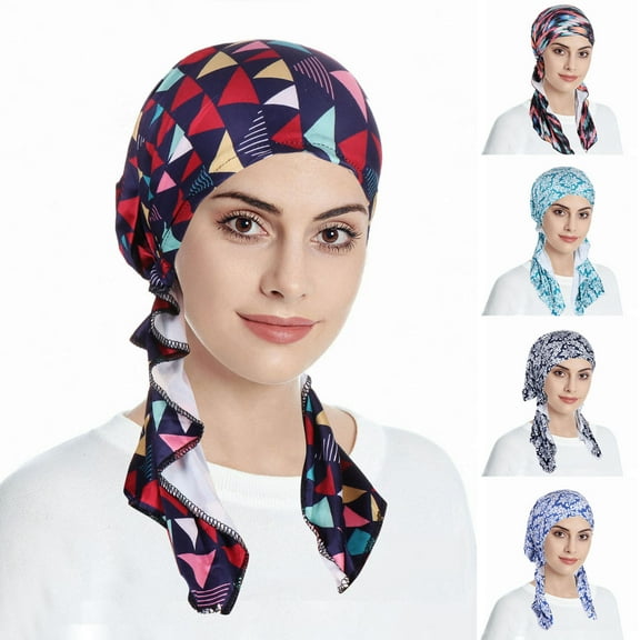 Womens Printed Stretch Turban Cap for Casual Wear Soft Breathable Headwear Cover