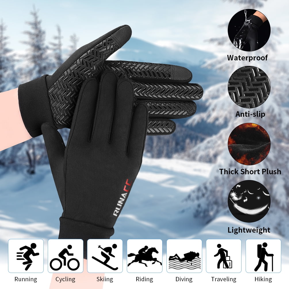 aulyun Winter Kids Cycling Gloves Touch Screen Anti-slip Gloves Aged 4-12