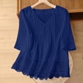 thumbnail image 7 of ClodeEU Women's French Bohemian Lace Trim Blouse ,Casual Short Sleeve Top with Cutout Embroidery Blue,Womens Plus L, 7 of 7