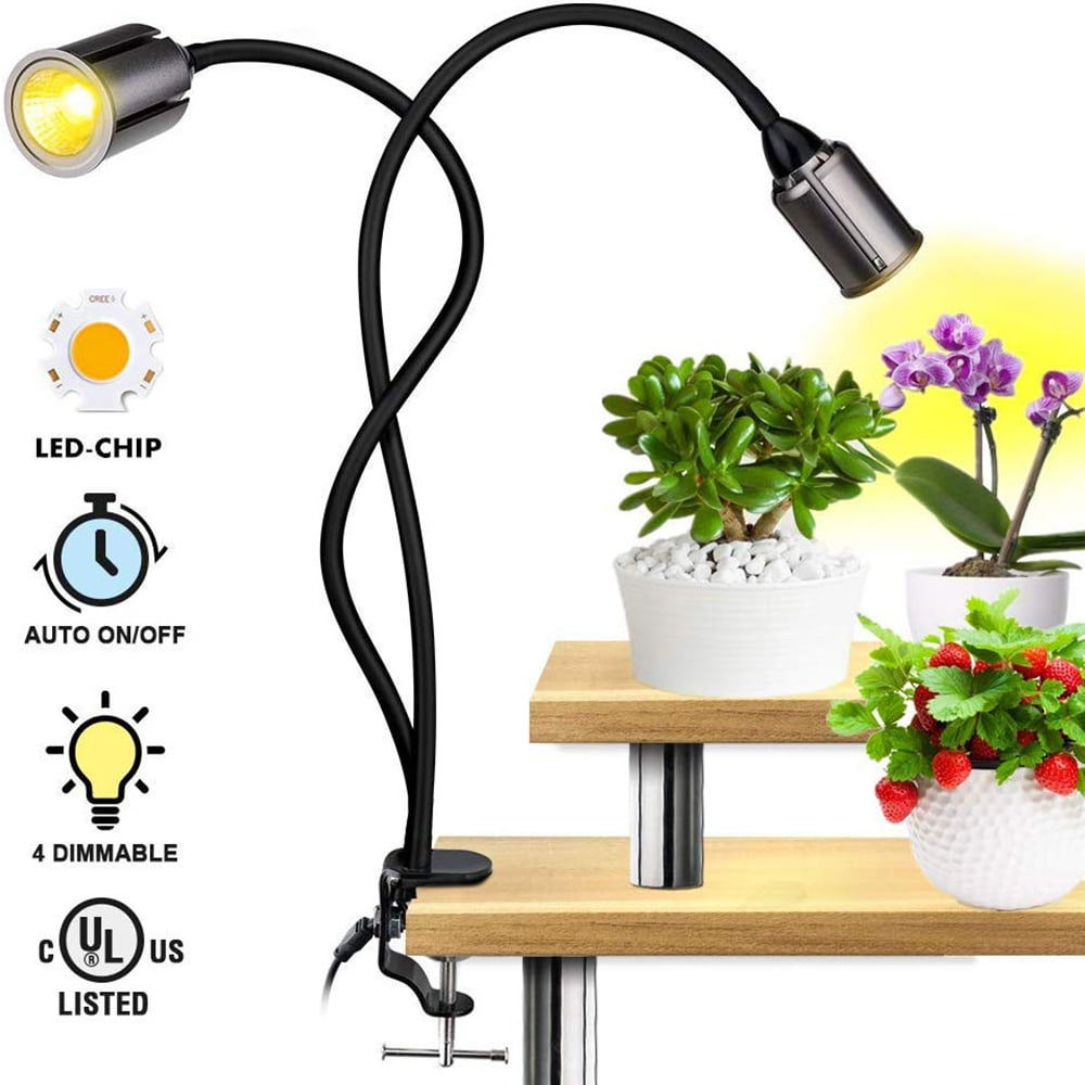 75W LED Grow Lamp Sun-Like Full Spectrum Dual Head Plant Grow Light With Timer 