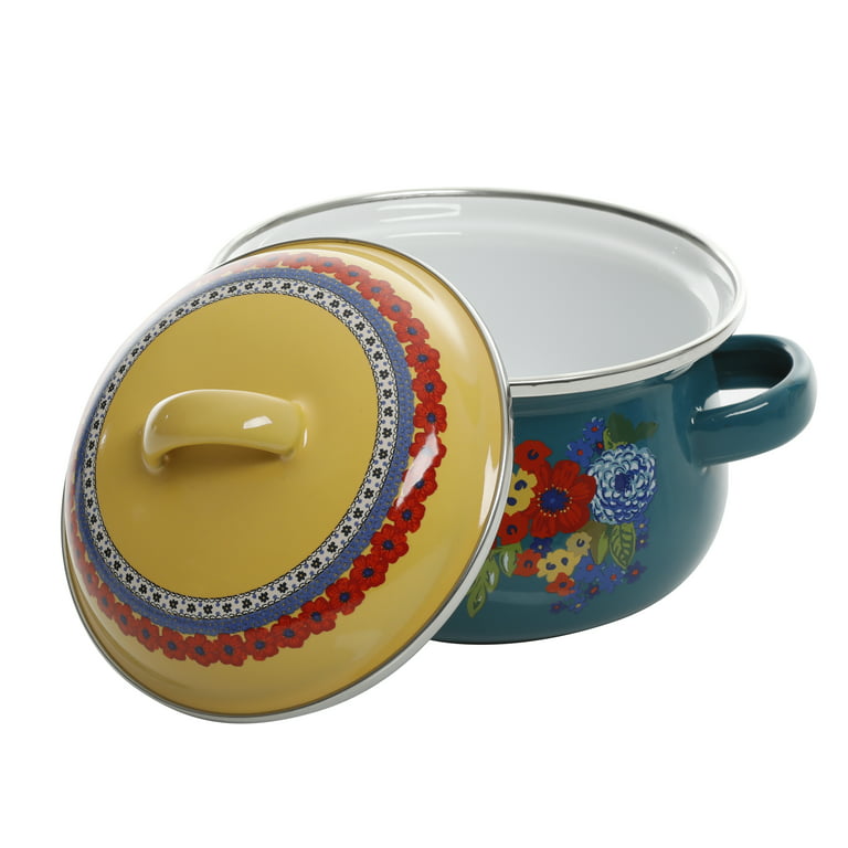 THE PIONEER WOMAN CHEERFUL ROSE ENAMEL ON STEEL DUTCH OVEN WITH