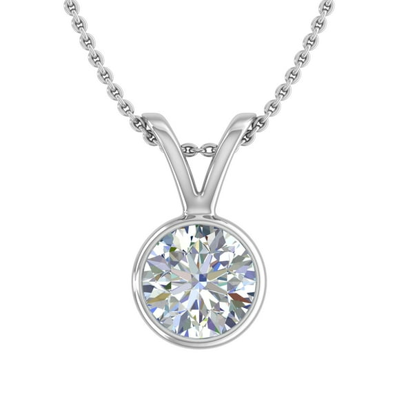 3/4 Carat Diamond Solitaire Pendant Necklace in 14K White Gold - IGI Certified (Included Silver Chain)