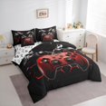 thumbnail image 3 of Manfei Red Game Console Bedding Comforter Set 7pcs for Boys, Black White Racing Flag King Bedding Sets, Gamer Gamepad Bed Sheets, Ultra Soft Home Decor, 3 of 8