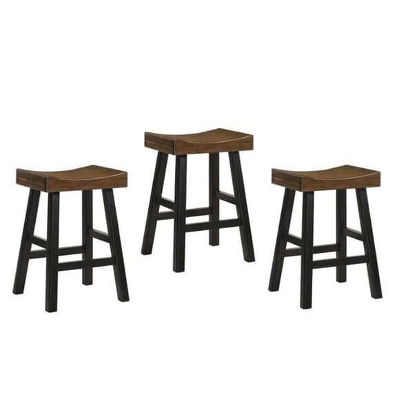 Home Square 3 Piece 25" Counter Stool Set in Elm and  Black