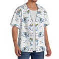 thumbnail image 2 of Susaid Party Shark Cute Print Men's Polo Shirts Button Down Short Sleeve Casual Summer Beach Vintage Shirts for Men-Small, 2 of 5