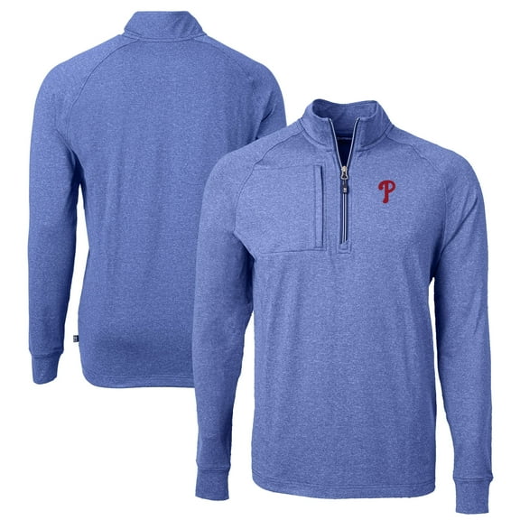 Men's Cutter & Buck Heather Royal Philadelphia Phillies Adapt Eco Knit Stretch Recycled Quarter-Zip Pullover Top