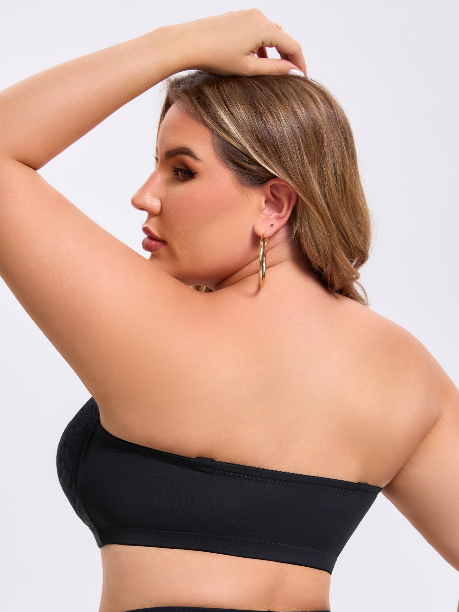 DARING DIVA Women's Lace Tube Front Closure Push Up Padded Underwire Bra 4XL Black