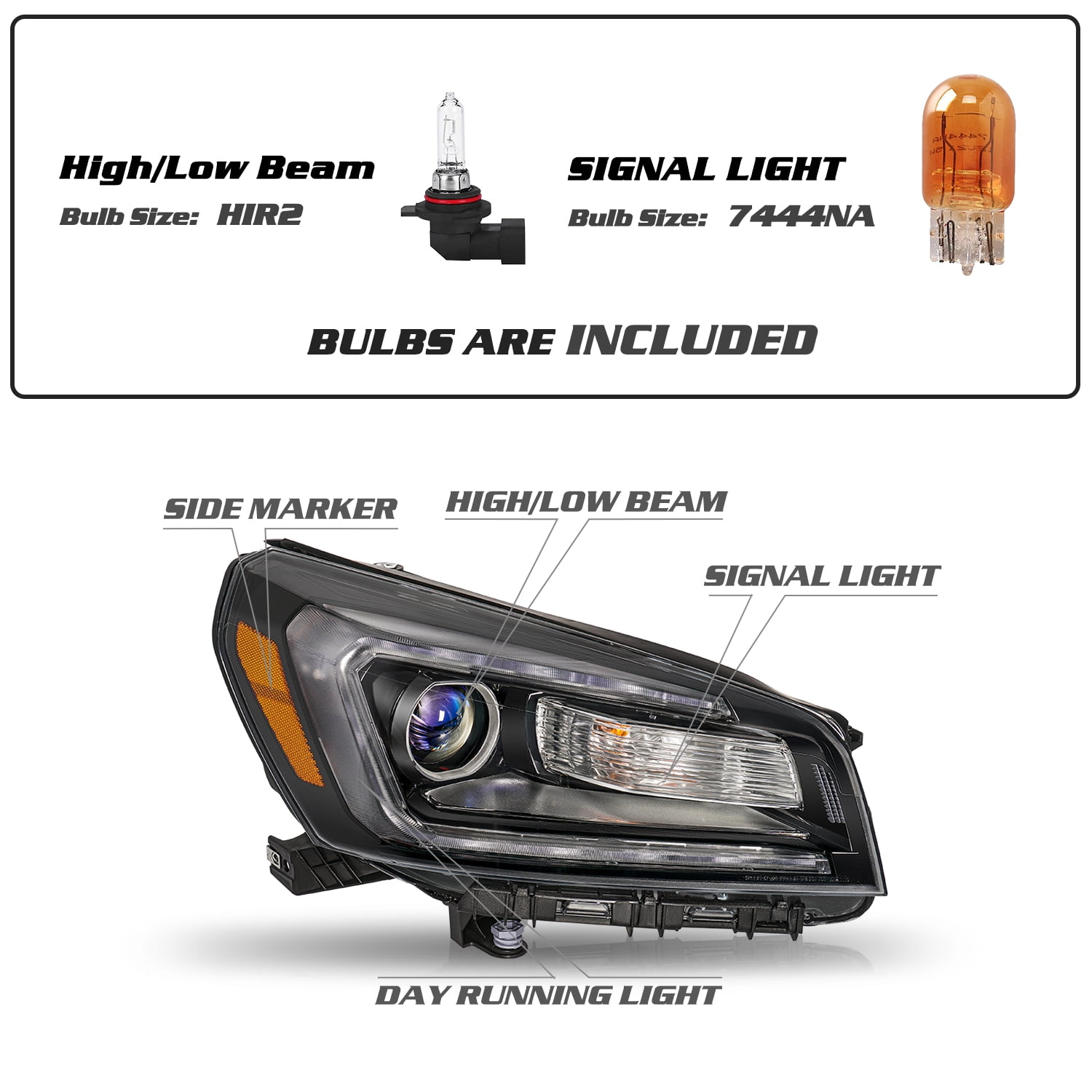 For 2013-2016 GMC Acadia Halogen Projector Headlights Headlamps Assembly LH+RH