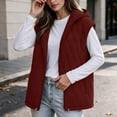 thumbnail image 6 of Cmfcve Womens Plus Size Winter Hooded Quilted Faux Suede Vest Full Zip Sleeveless Jacket Casual Warm Padded Outerwear, 6 of 8