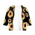 thumbnail image 4 of CCRFTGI Cute Teen Girl Shirts Size 7 Summer 3/4 Sleeve Sunflower Graphic Printed Tee Shirts Trendy Loose Comdy Girls Clothes Crew Neck Shirts White 9-10 Years, 4 of 4