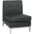 thumbnail image 1 of OSP Home Furnishings Wall Street Fauteuil Sans Accoudoirs en Similicuir avec Coussin à Sommier, Dossier Capitonné à Boutons et Base à Fini Chrome, Noir, 1 of 2