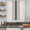 thumbnail image 5 of Midnight Blue Striped Sheer Curtains 108 Inches Extra Long, Beige Geometric Modern Art Light Filering Curtains, Privacy Drapes Simi Floor to Veiling Curtain for Living Room Bedroom Window Treatment, 5 of 9