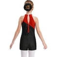 thumbnail image 2 of Raenseen Kids Girls Sleeveless Gymnastics Leotard Ballet Dance Biketard Unitard with Shorts Hair Tie Set Swimsuit Black&Red 6, 2 of 7