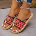 thumbnail image 3 of Rokment Women's Bohemian Ethnic Flat Dress Flip Flops Beach Vacation Summer Casual Waterproof Slip on Thongs Sandals Boho Dressy Slides Red Size 10.5, 3 of 5